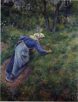 Pissarro, Camille - Peasant Gathering Grass